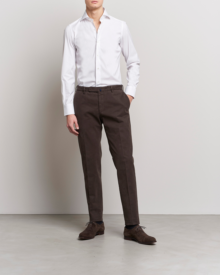 Hombres | Camisas | Finamore Napoli | Milano Slim Fit Stretch Shirt White