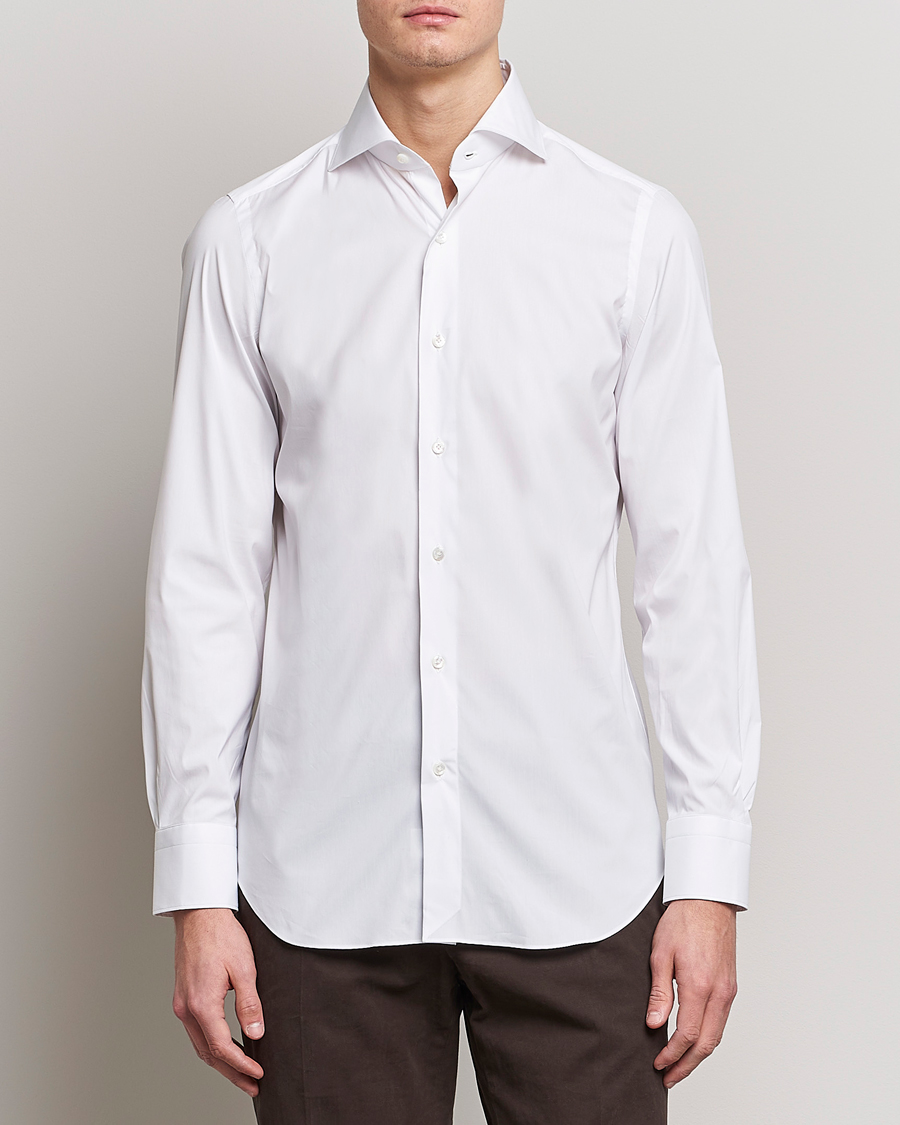 Hombres | Camisas | Finamore Napoli | Milano Slim Fit Stretch Shirt White