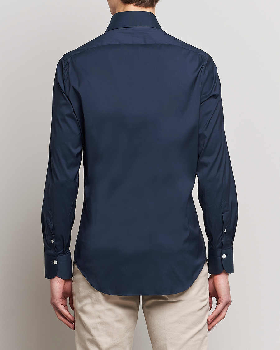 Hombres | Camisas | Finamore Napoli | Milano Slim Fit Stretch Shirt Navy