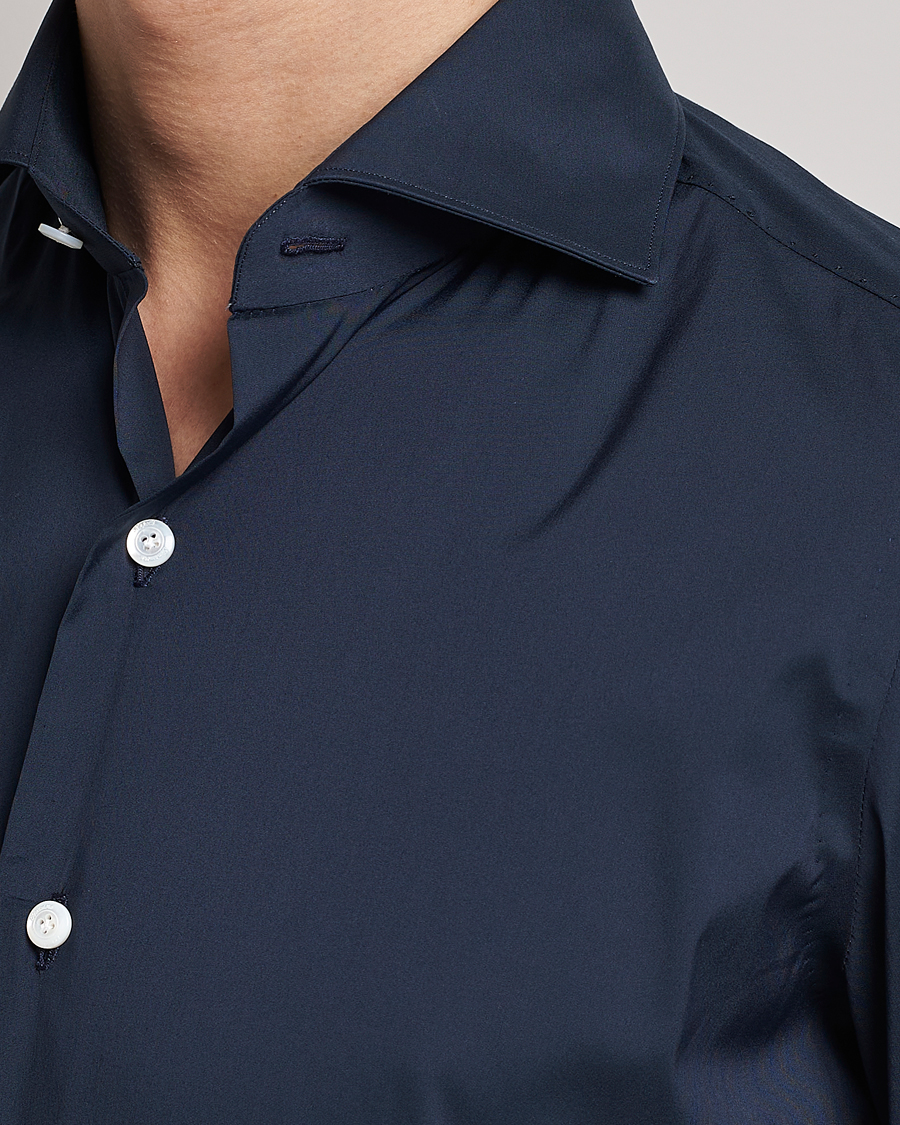 Hombres | Camisas | Finamore Napoli | Milano Slim Fit Stretch Shirt Navy