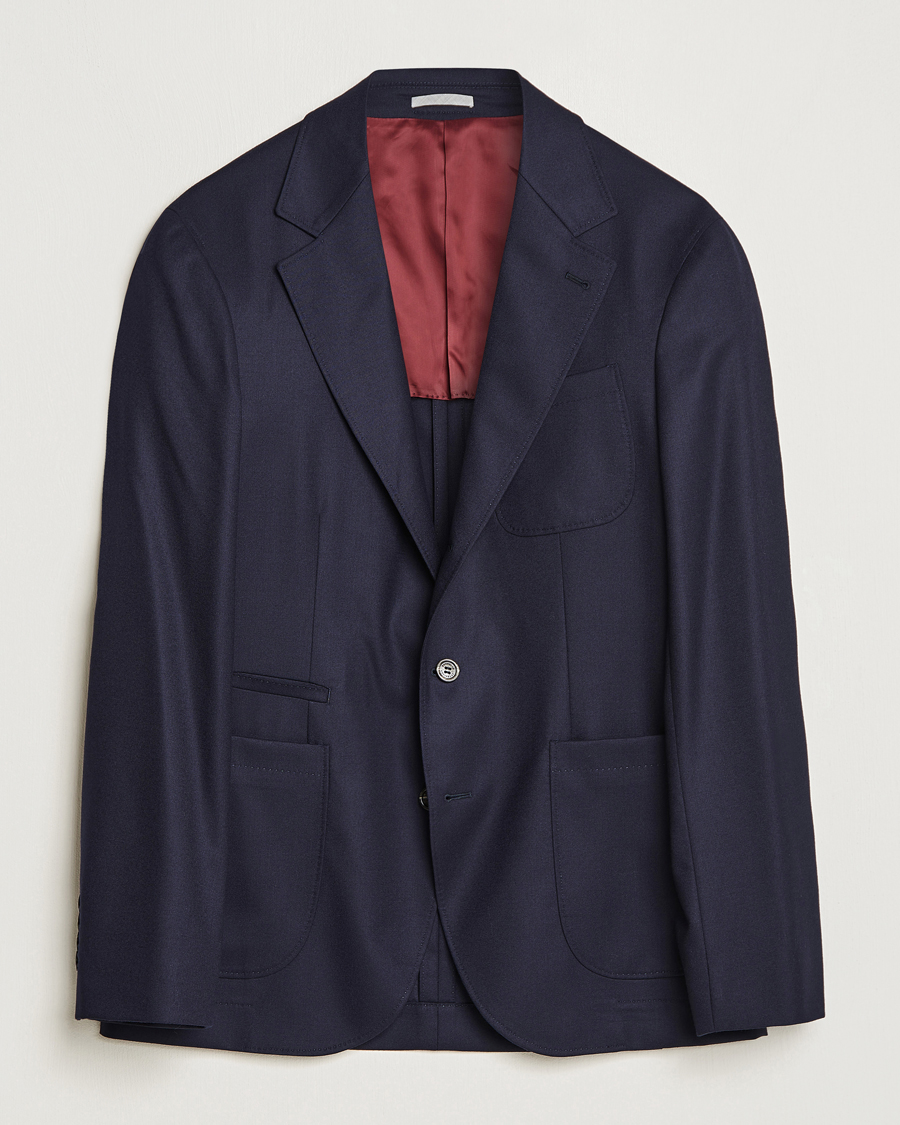 Hombres | Blazers | Brunello Cucinelli | Flannel Blazer Navy
