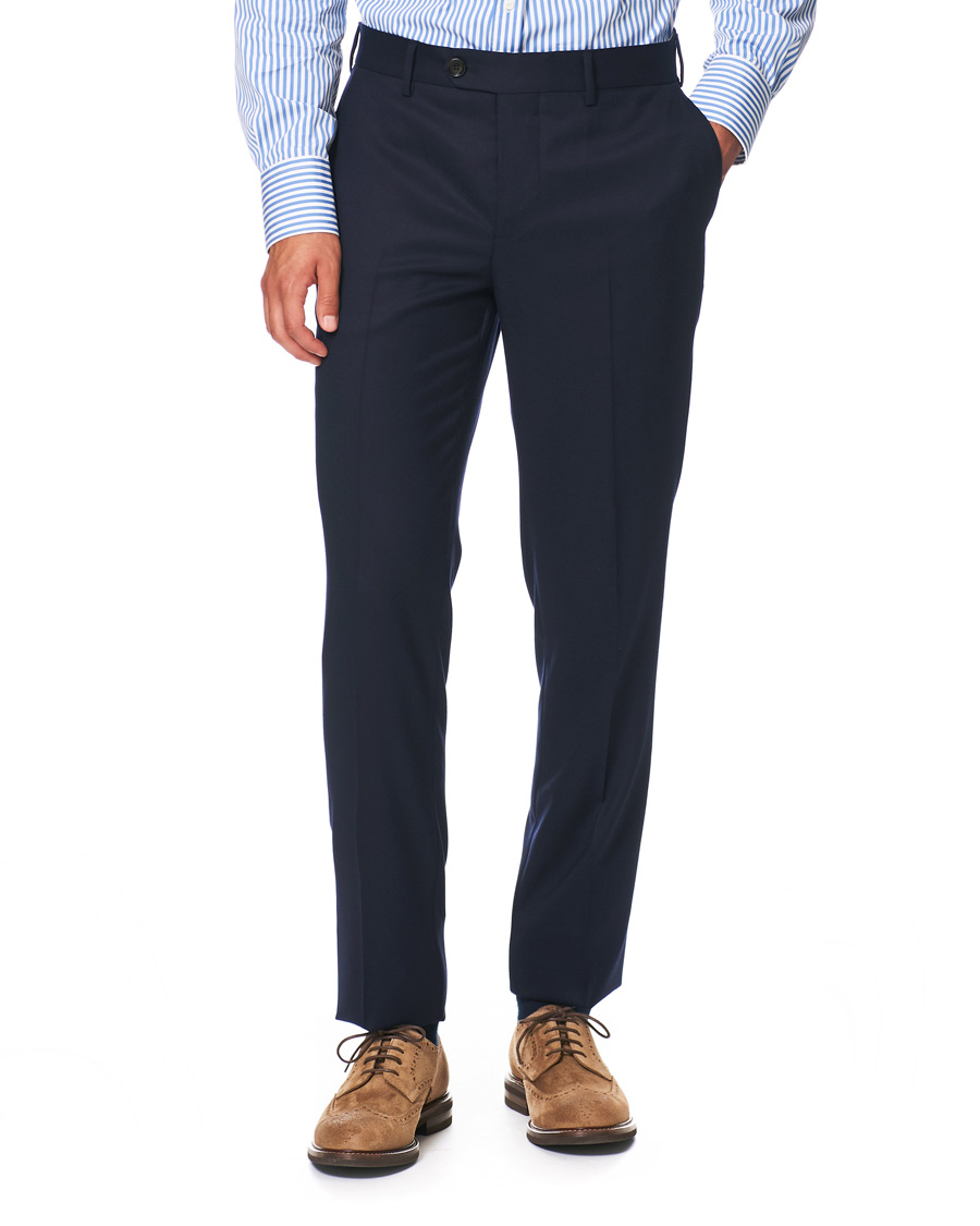 Hombres | Pantalones | Brunello Cucinelli | Slim Fit Super 120s Flannel Trousers Navy