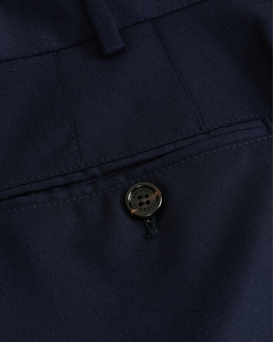 Hombres | Pantalones | Brunello Cucinelli | Slim Fit Super 120s Flannel Trousers Navy