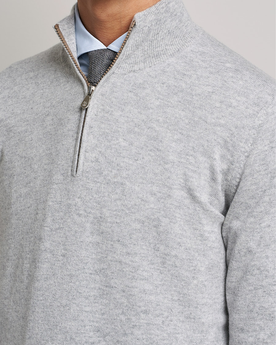 Hombres | Jerséis y prendas de punto | Brunello Cucinelli | 2 Ply Cashmere Half Zip Light Grey