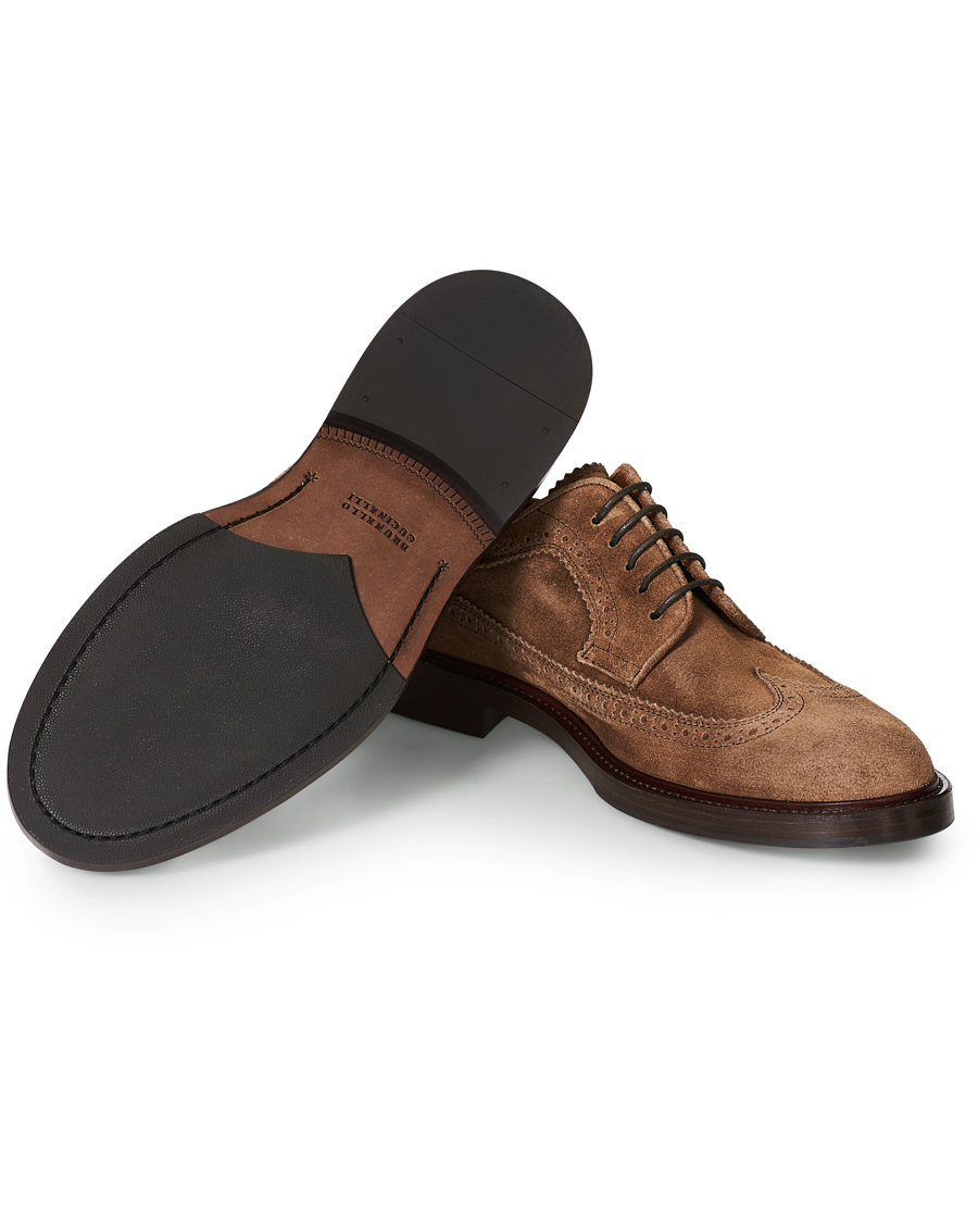 Hombres | Brunello Cucinelli Longwing Brogue Brown Suede | Brunello Cucinelli | Longwing Brogue Brown Suede