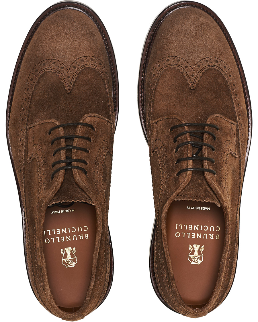 Hombres | Brunello Cucinelli Longwing Brogue Brown Suede | Brunello Cucinelli | Longwing Brogue Brown Suede