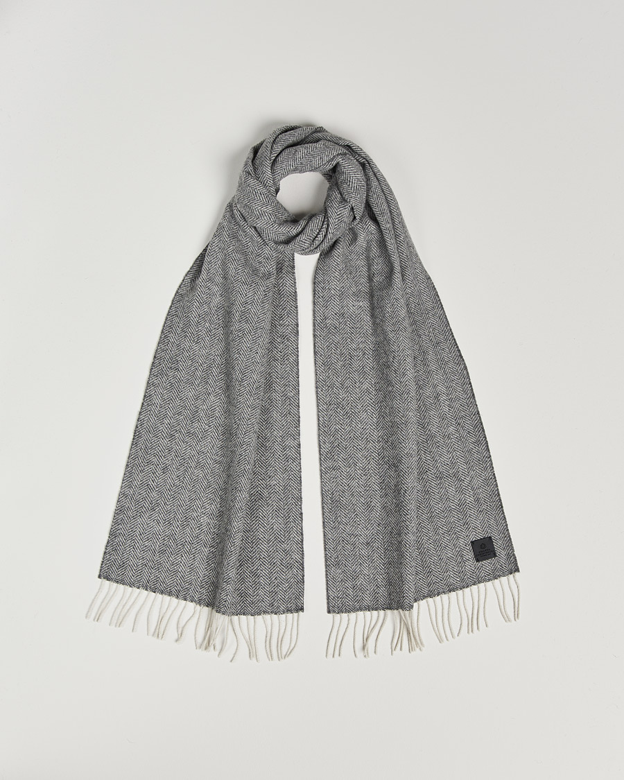 Hombres | Bufandas | Amanda Christensen | Wool Herringbone Scarf Grey Melange