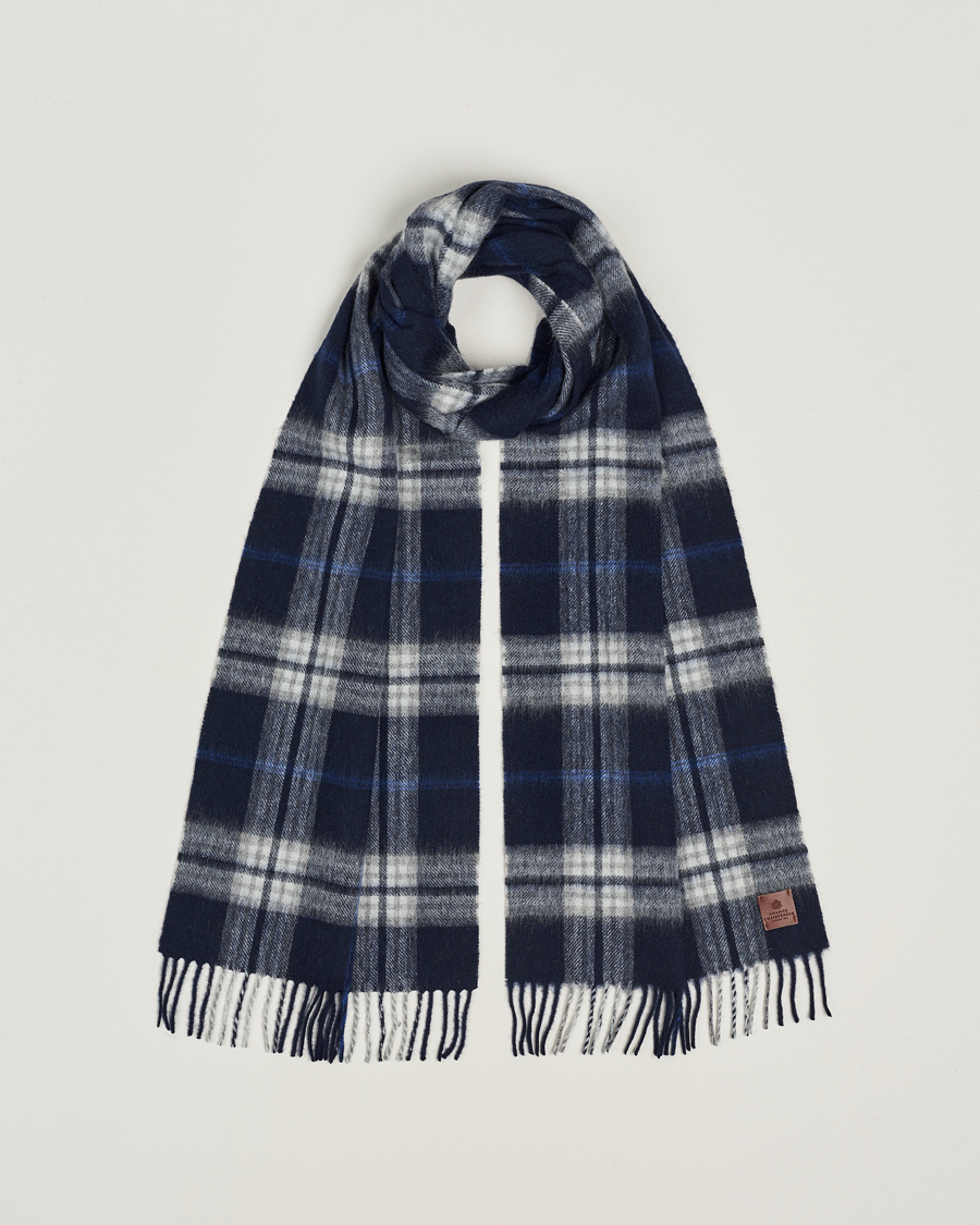 Hombres | Amanda Christensen Wool Check Scarf Blue | Amanda Christensen | Wool Check Scarf Blue