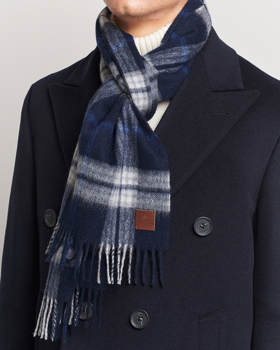 Hombres | Amanda Christensen Wool Check Scarf Blue | Amanda Christensen | Wool Check Scarf Blue