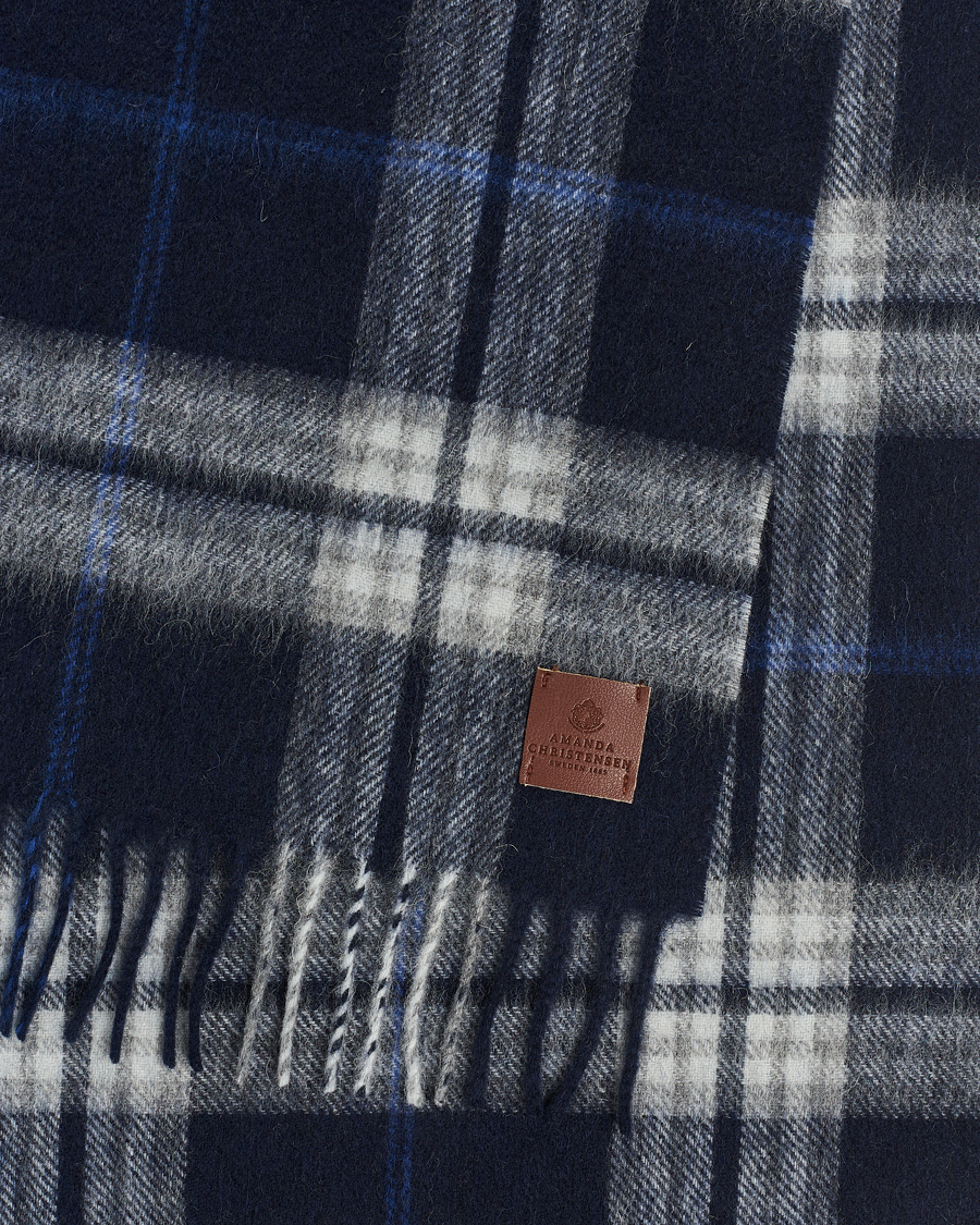 Hombres | Amanda Christensen Wool Check Scarf Blue | Amanda Christensen | Wool Check Scarf Blue