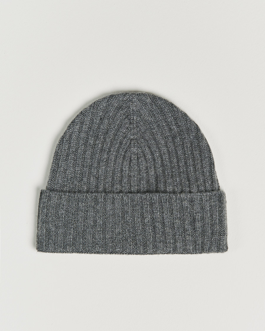 Hombres | Gorros | Amanda Christensen | Rib Knitted Cashmere Cap Grey Melange