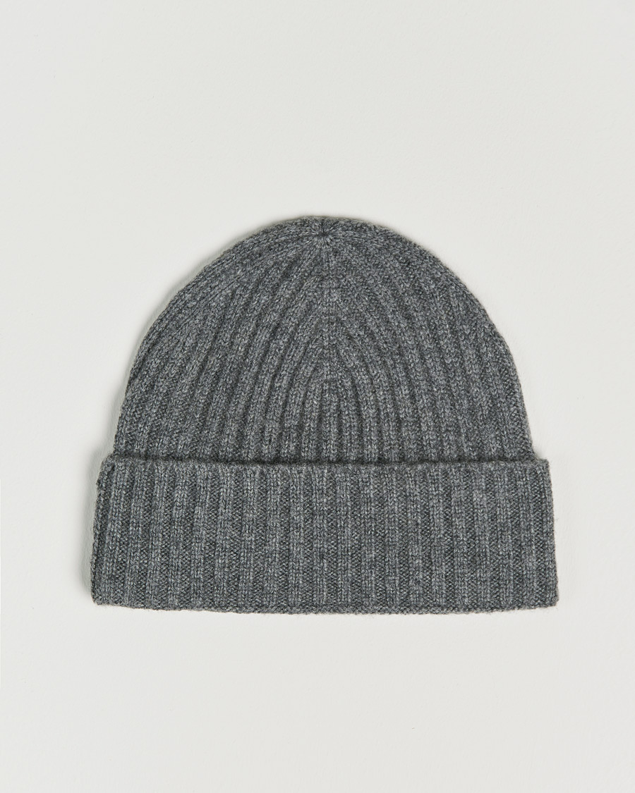 Hombres | Gorros | Amanda Christensen | Rib Knitted Cashmere Cap Grey Melange
