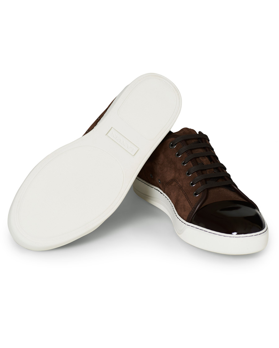 Hombres | Lanvin Patent Captoe Sneaker Brown Suede | Lanvin | Patent Captoe Sneaker Brown Suede
