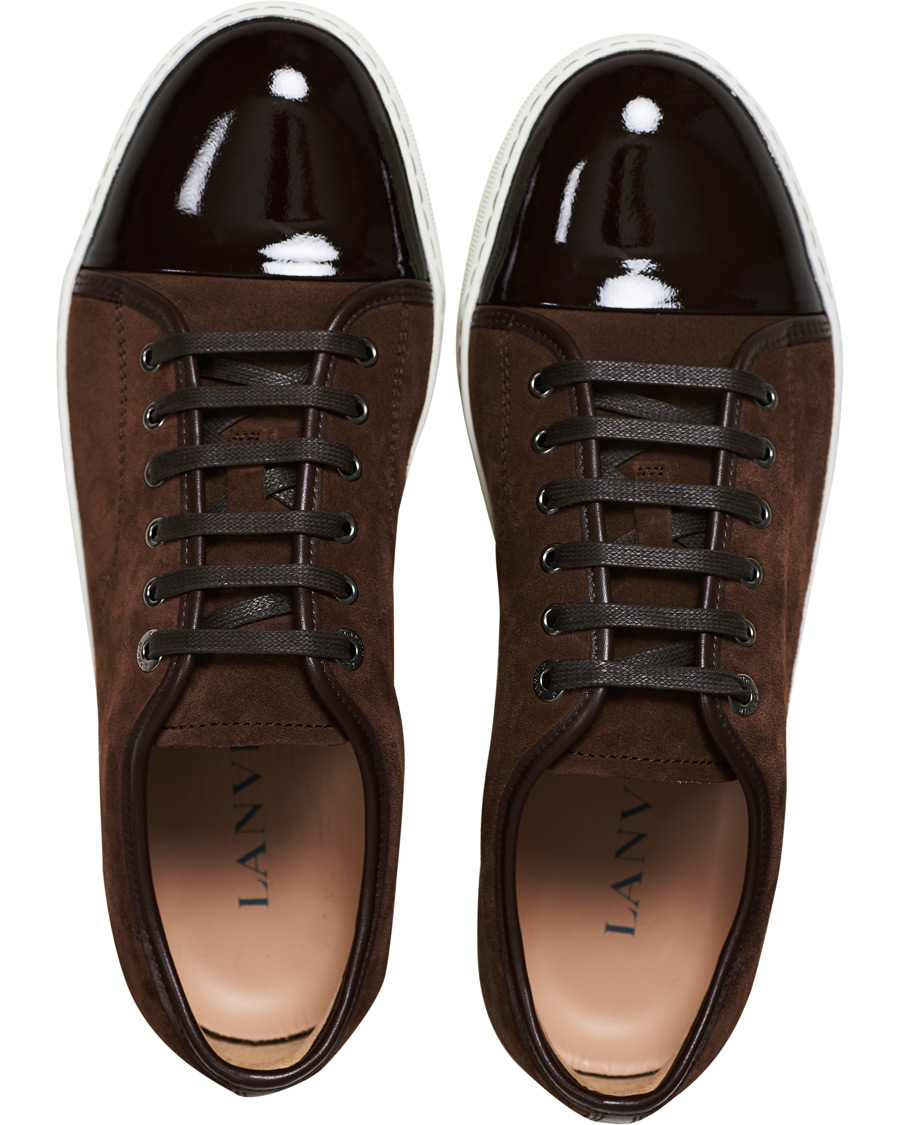Hombres | Lanvin Patent Captoe Sneaker Brown Suede | Lanvin | Patent Captoe Sneaker Brown Suede