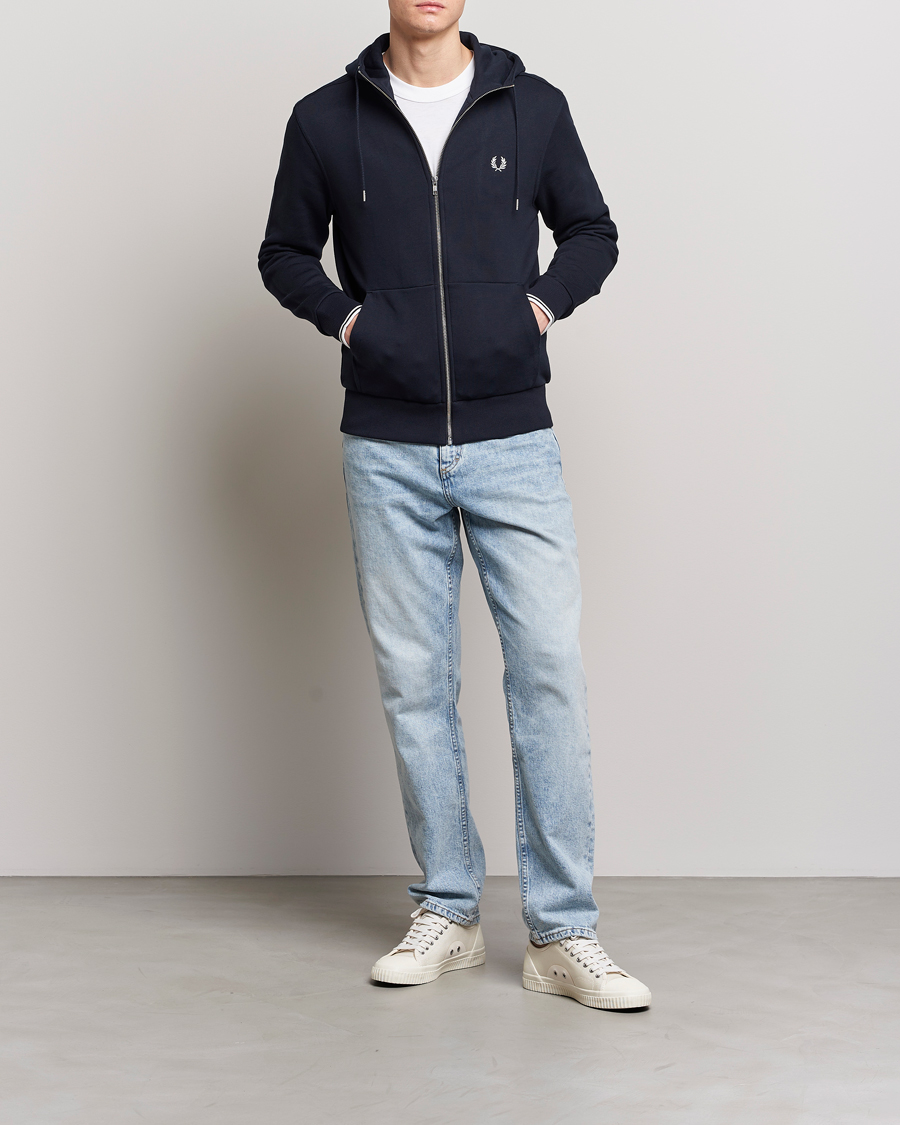 Hombres | Jerséis y prendas de punto | Fred Perry | Full Zip Hooded Sweatshirt Navy