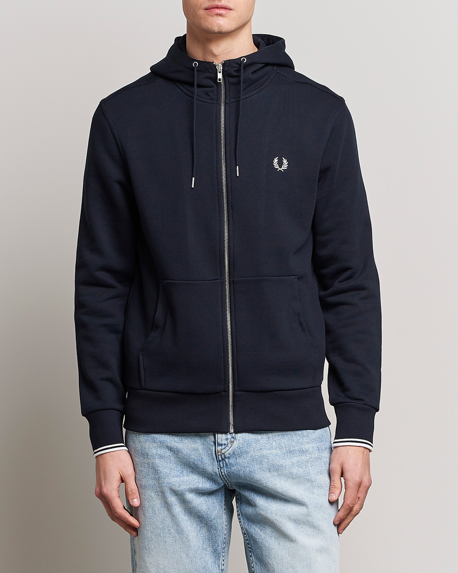 Hombres | Jerséis y prendas de punto | Fred Perry | Full Zip Hooded Sweatshirt Navy