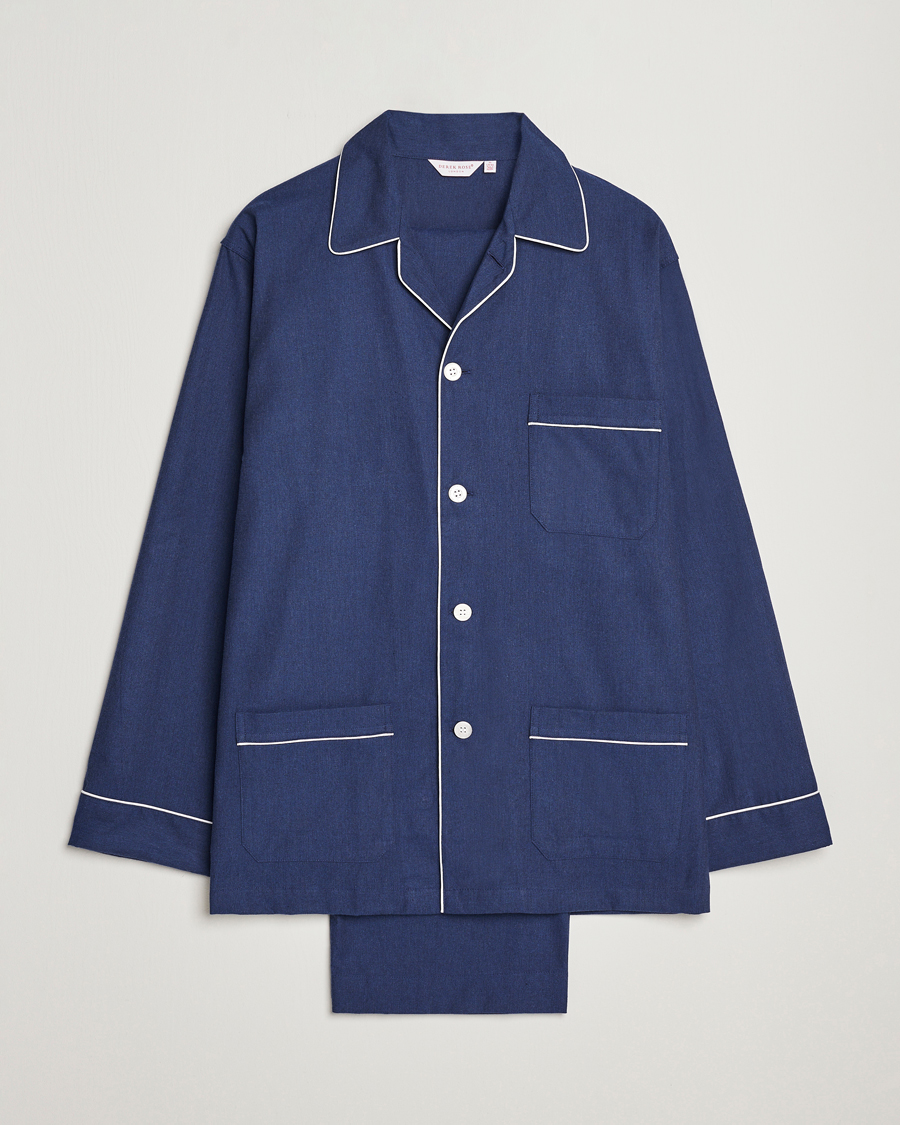 Hombres | Pijamas y batas | Derek Rose | Brushed Cotton Flanell Pyjama Set Navy