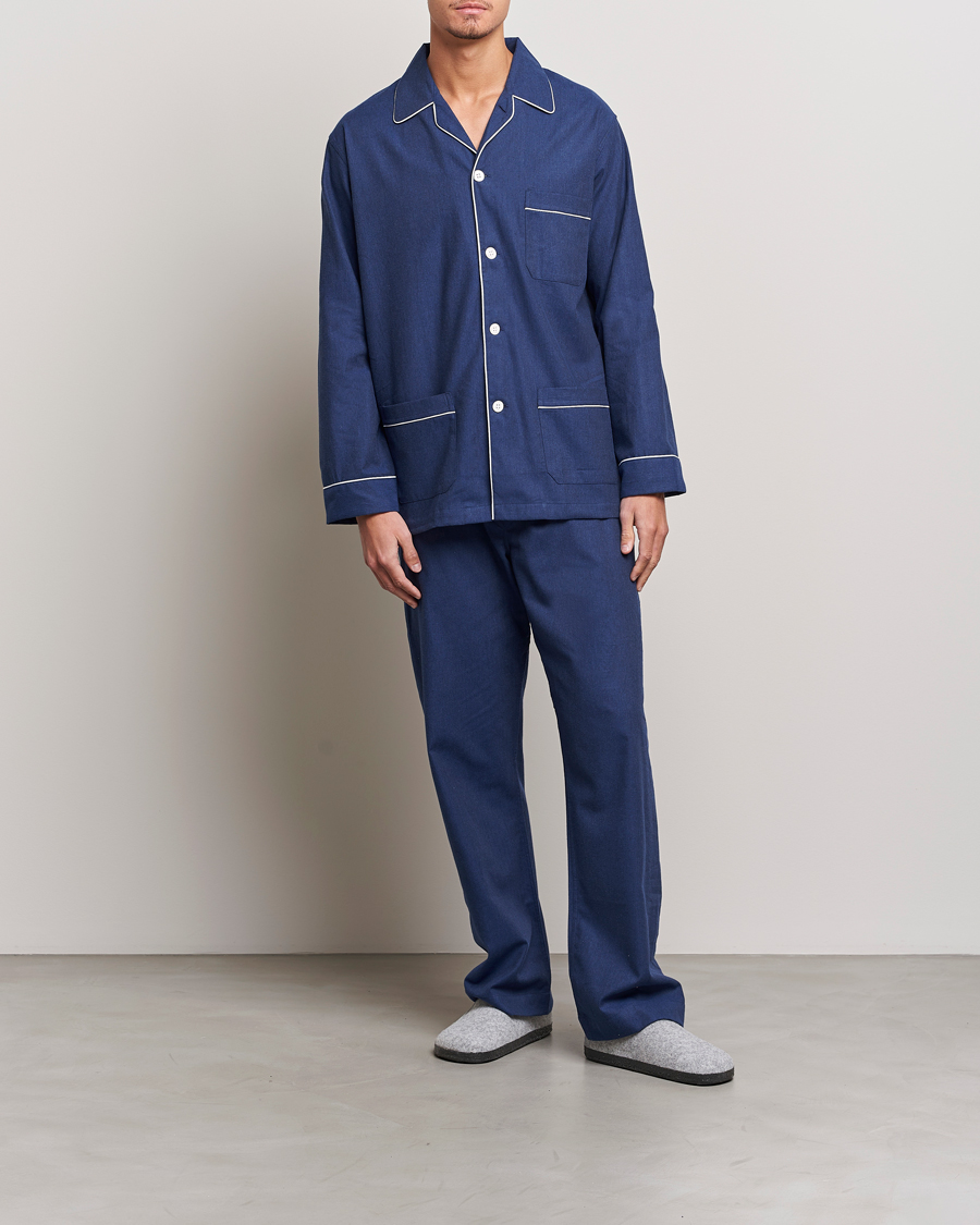 Hombres | Pijamas y batas | Derek Rose | Brushed Cotton Flanell Pyjama Set Navy