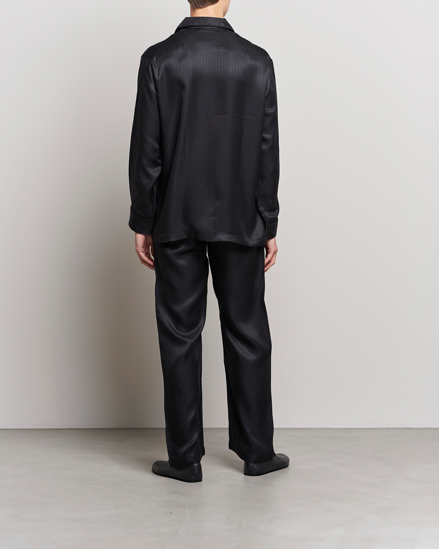 Hombres | Pijamas y batas | Derek Rose | Striped Silk Pyjama Set Black