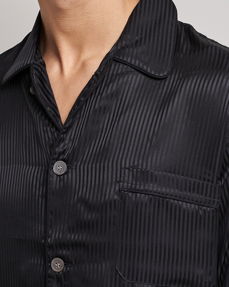 Hombres | Pijamas y batas | Derek Rose | Striped Silk Pyjama Set Black