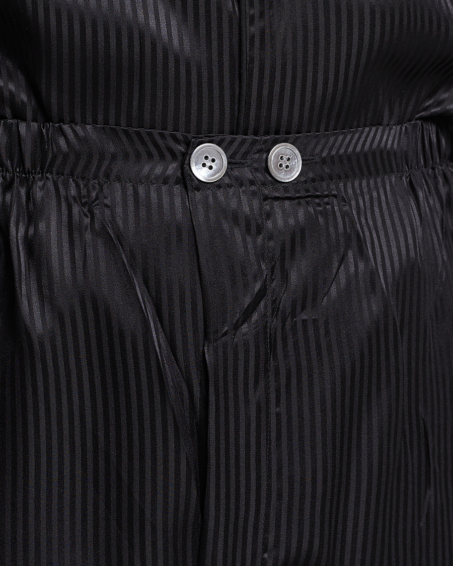 Hombres | Pijamas y batas | Derek Rose | Striped Silk Pyjama Set Black