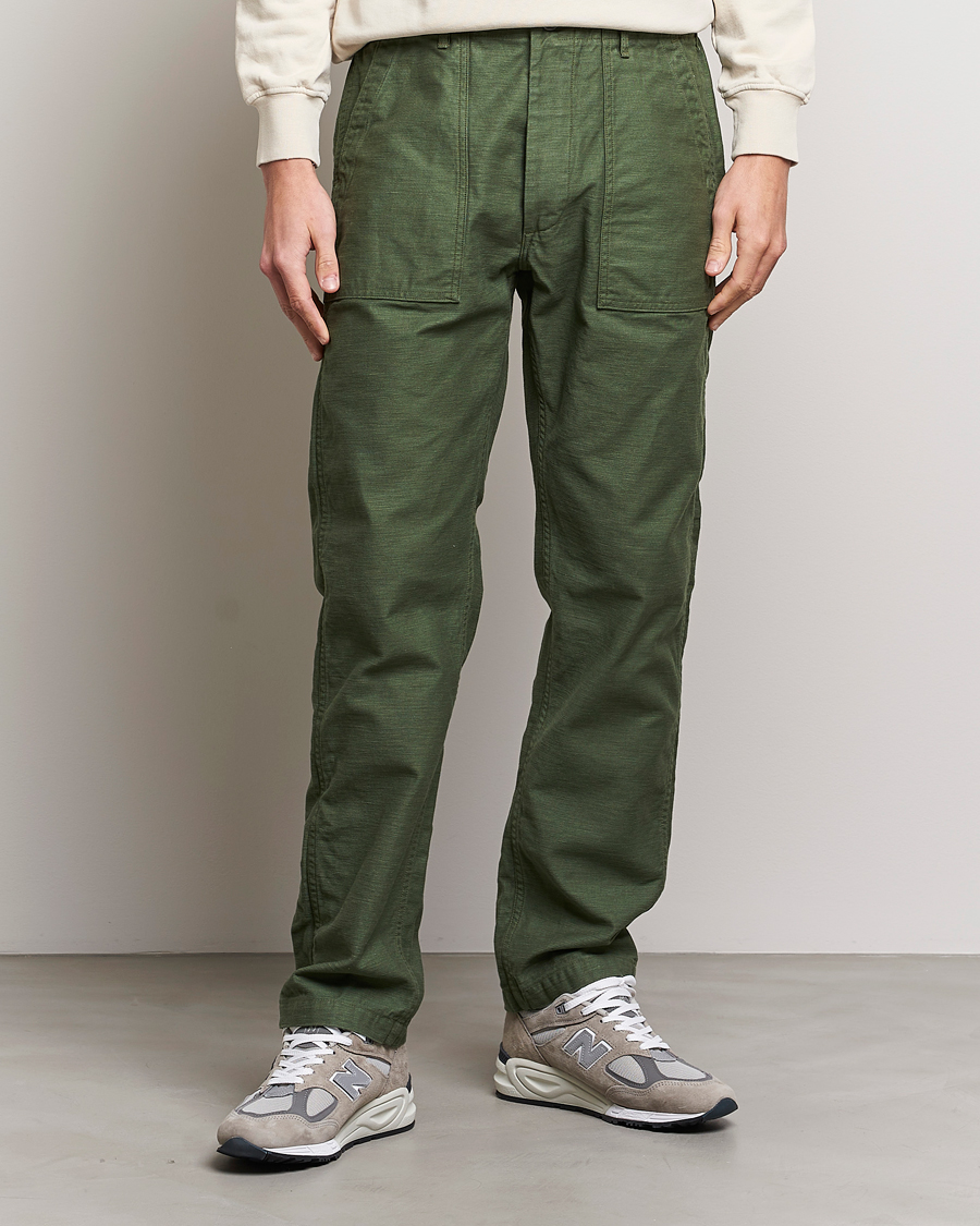 Hombres | Chinos | orSlow | Slim Fit Original Sateen Fatigue Pants Green