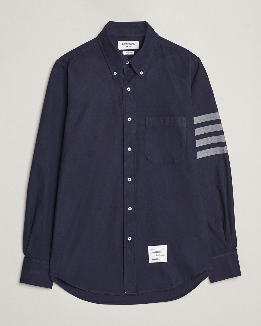 Hombres | Camisas | Thom Browne | 4 Bar Flannel Shirt Navy