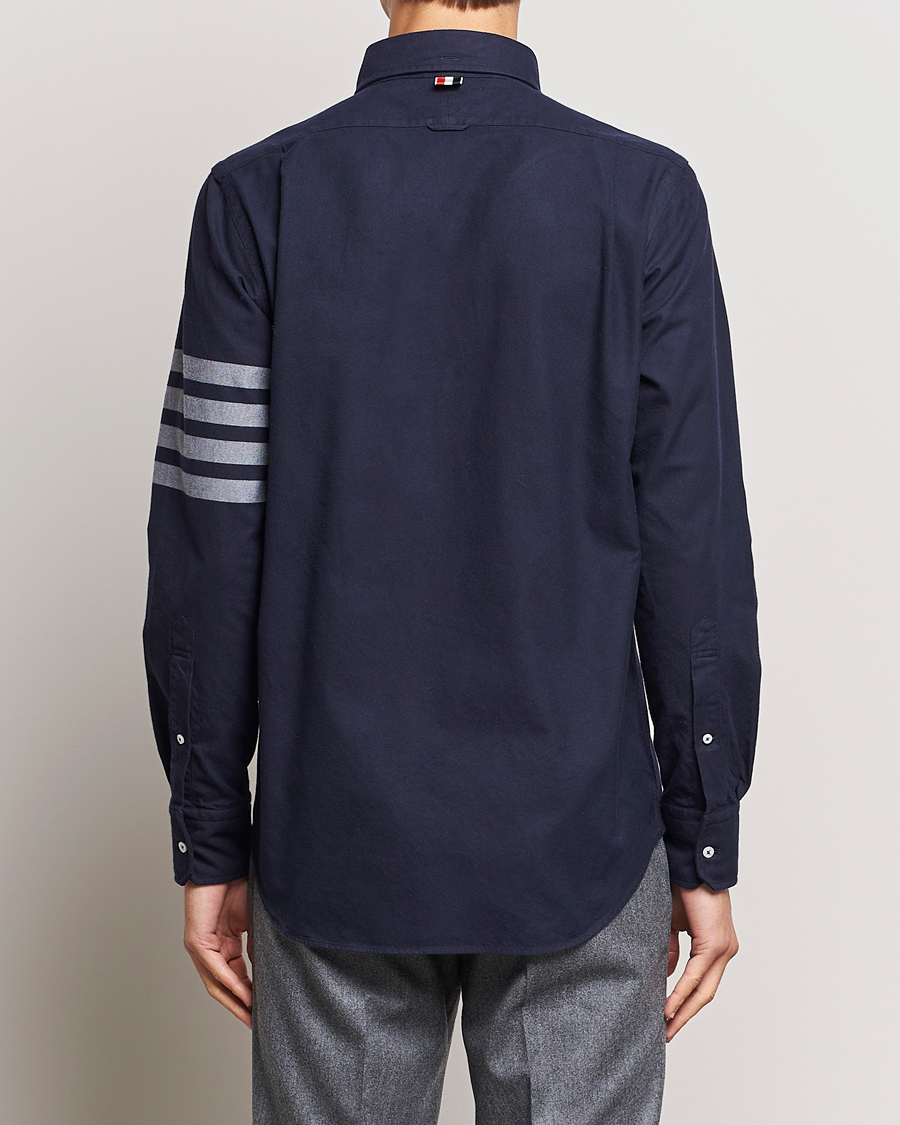 Hombres | Camisas | Thom Browne | 4 Bar Flannel Shirt Navy