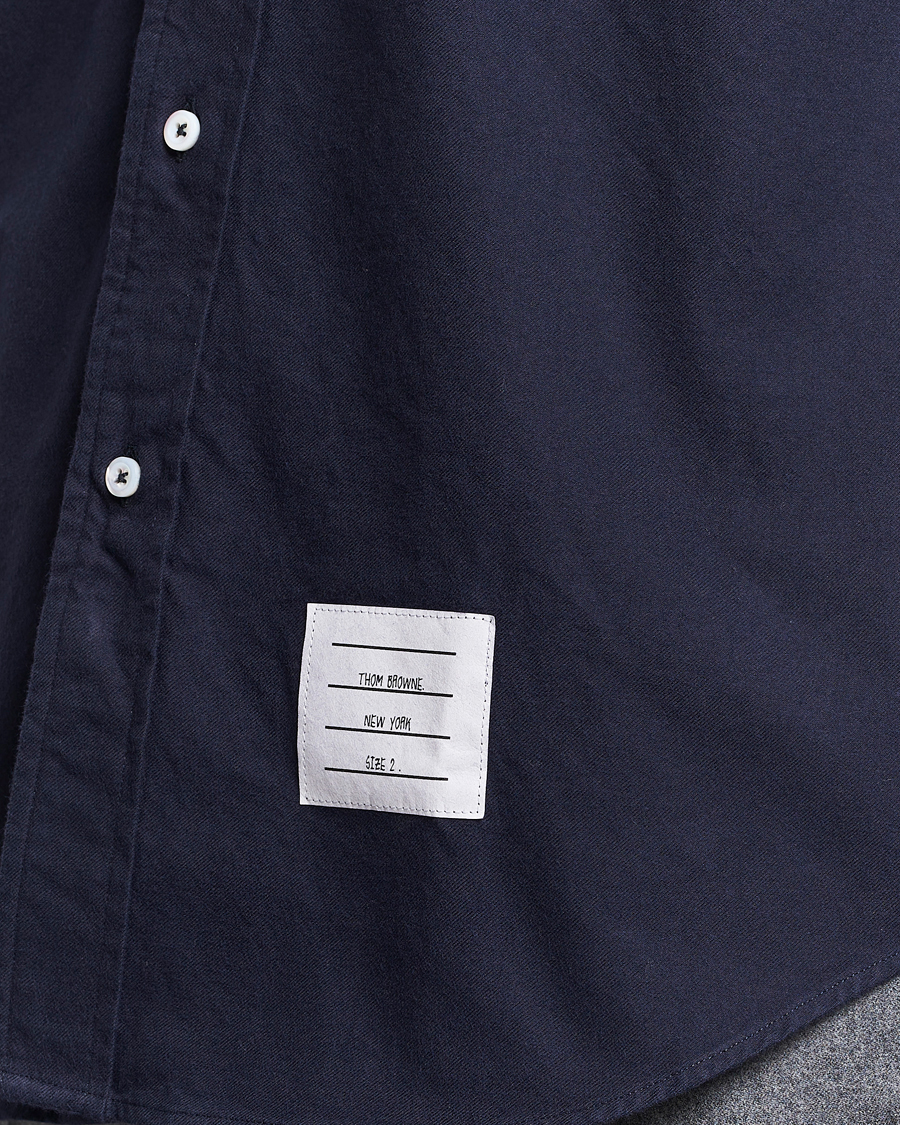 Hombres | Camisas | Thom Browne | 4 Bar Flannel Shirt Navy