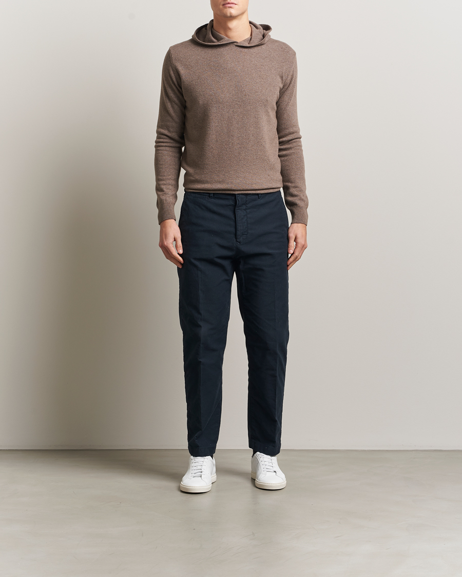 Hombres | Jerséis y prendas de punto | Oscar Jacobson | Pascal Wool/Cashmere Hoodie Light Brown