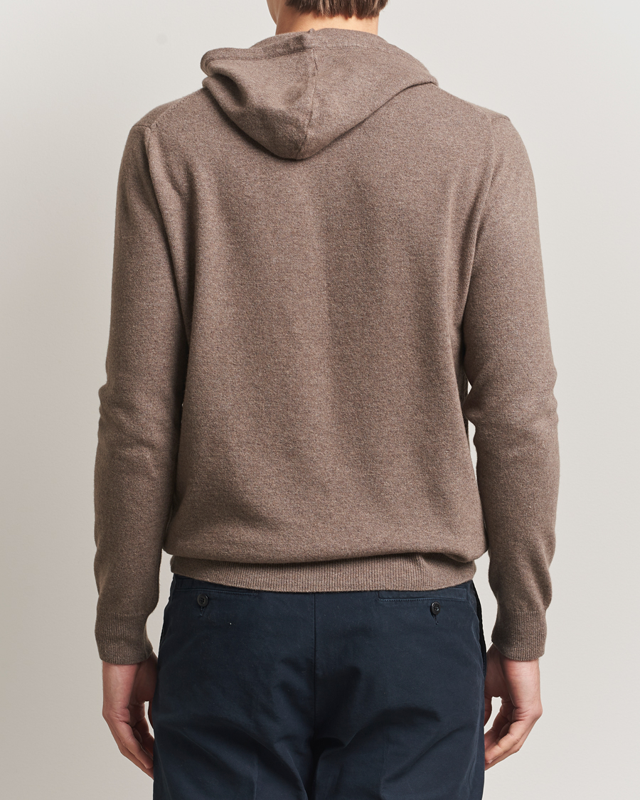 Hombres | Jerséis y prendas de punto | Oscar Jacobson | Pascal Wool/Cashmere Hoodie Light Brown