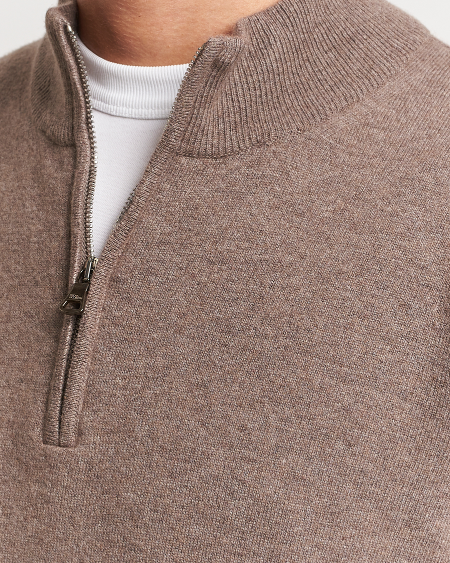 Hombres | Jerséis y prendas de punto | Oscar Jacobson | Patton Wool/Cashmere Half Zip Light Brown