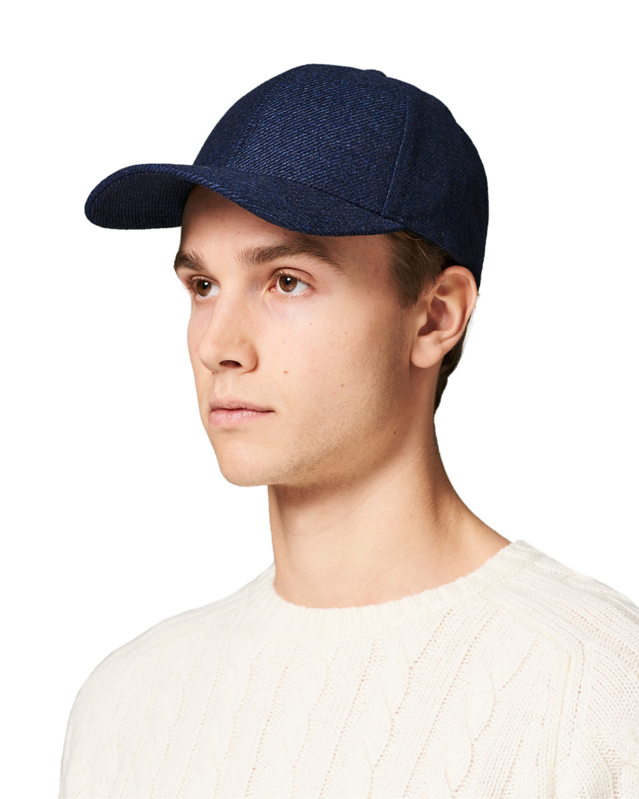 Hombres | Varsity Headwear Loro Piana Cashmere Baseball Cap Navy | Varsity Headwear | Loro Piana Cashmere Baseball Cap Navy