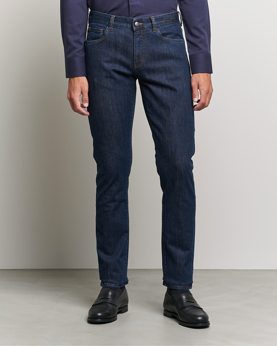 Hombres | Vaqueros | Canali | Slim Fit Stretch Jeans Dark Blue Wash