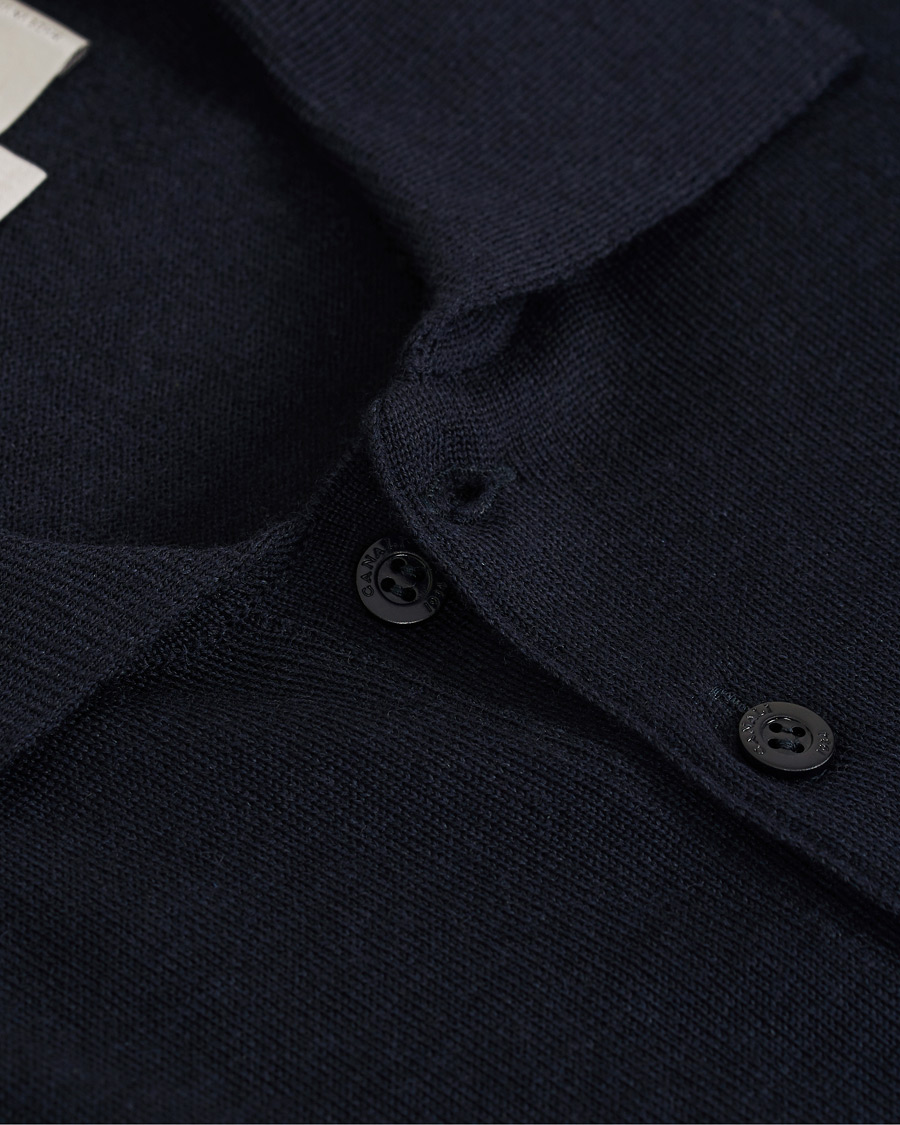 Hombres | Jerséis y prendas de punto | Canali | Merino Wool Knitted Polo Navy