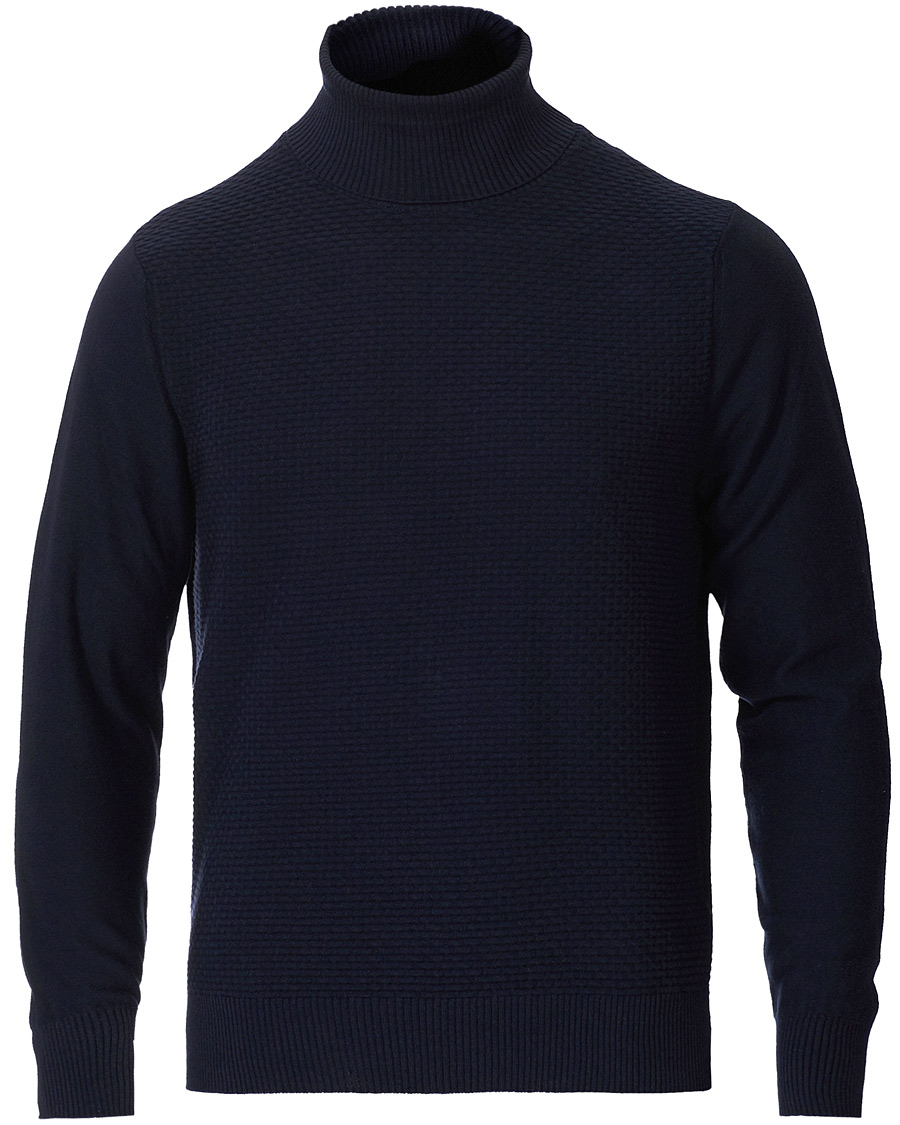 Hombres | Jerséis y prendas de punto | Canali | Micro Pattern Turtleneck Navy