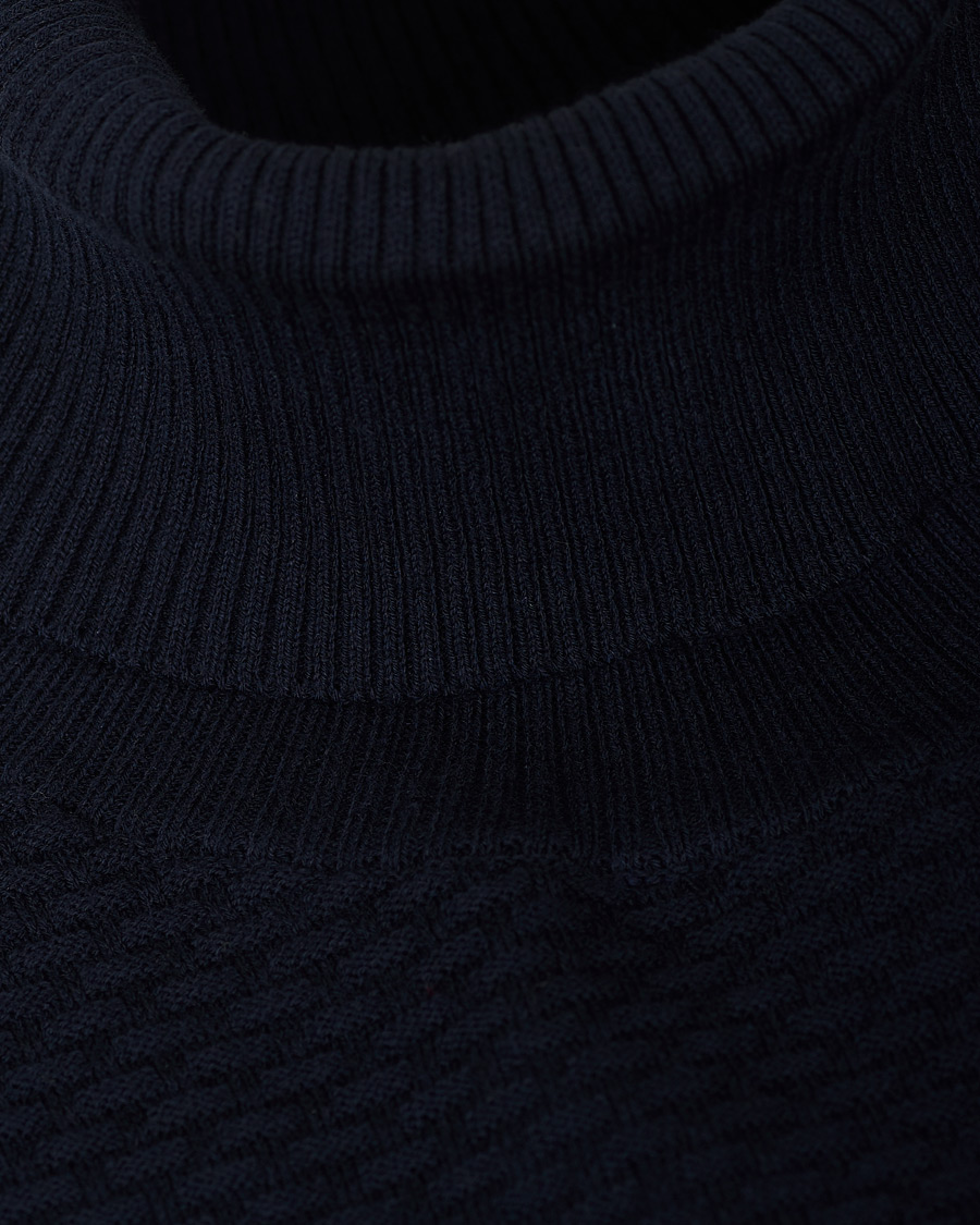 Hombres | Jerséis y prendas de punto | Canali | Micro Pattern Turtleneck Navy