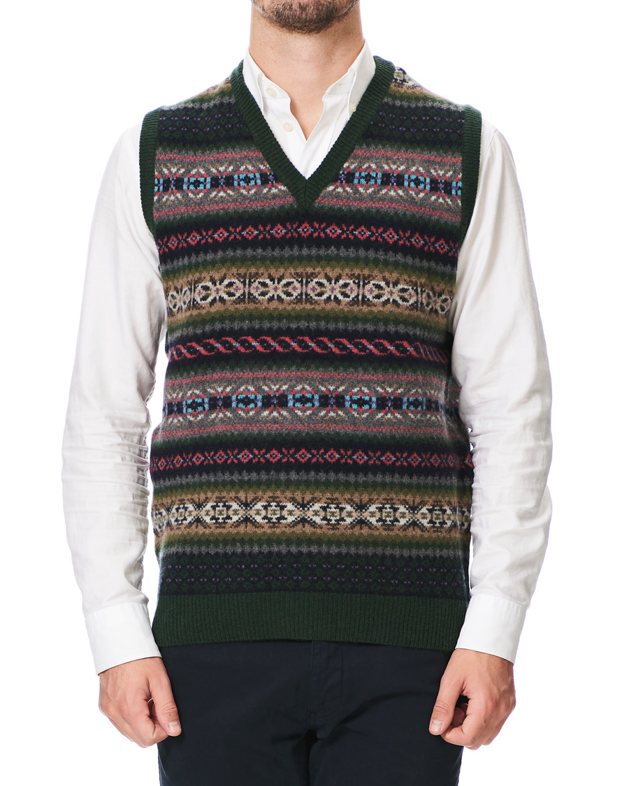 Hombres | Jerséis y prendas de punto | Gant | Holiday Fairisle Slipover Tartan Green