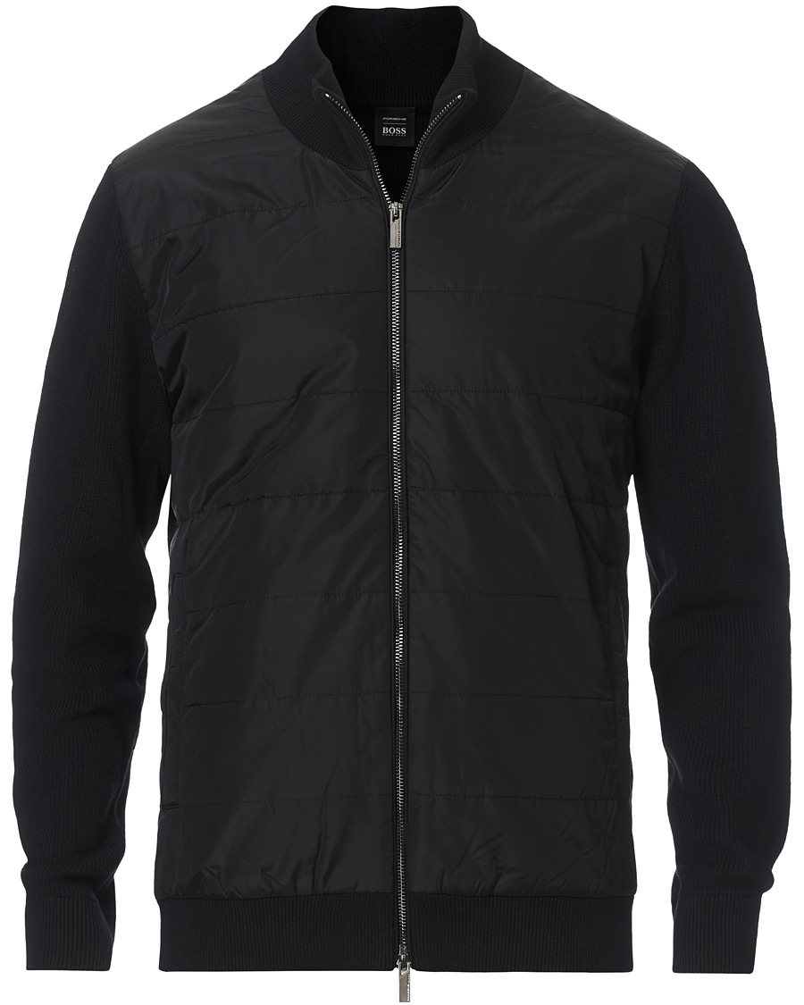 Hombres | Jerséis y prendas de punto | BOSS BLACK | BOSS Porsche Capsule Mandor Hybrid Full Zip Black