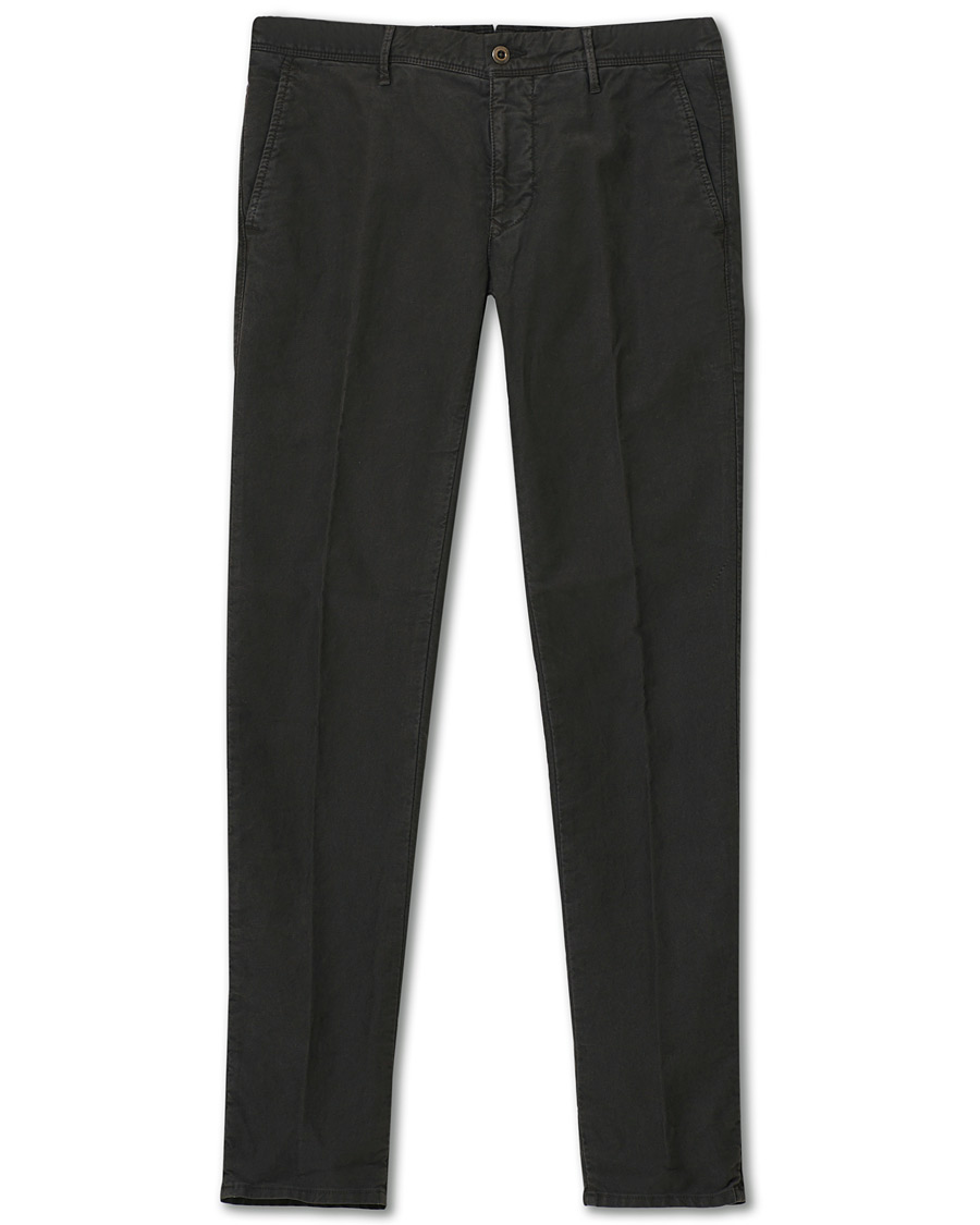 Hombres | Pantalones | Incotex | Slim Fit Garment Dyed Washed Slacks Black