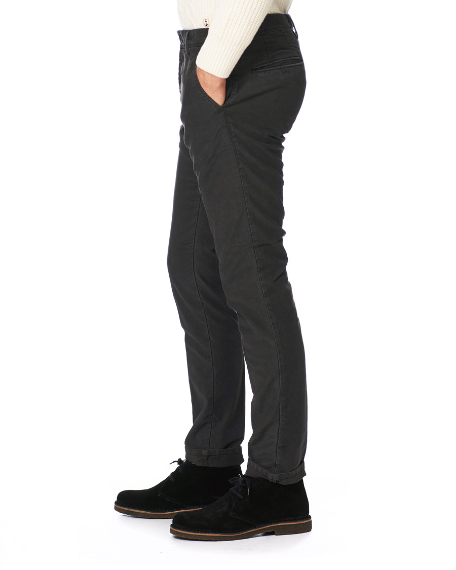 Hombres | Pantalones | Incotex | Slim Fit Garment Dyed Washed Slacks Black