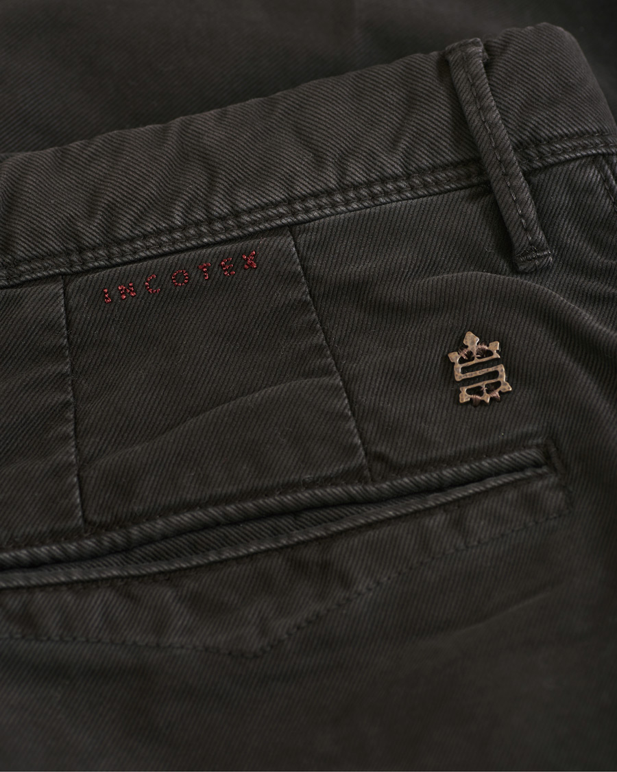 Hombres | Pantalones | Incotex | Slim Fit Garment Dyed Washed Slacks Black
