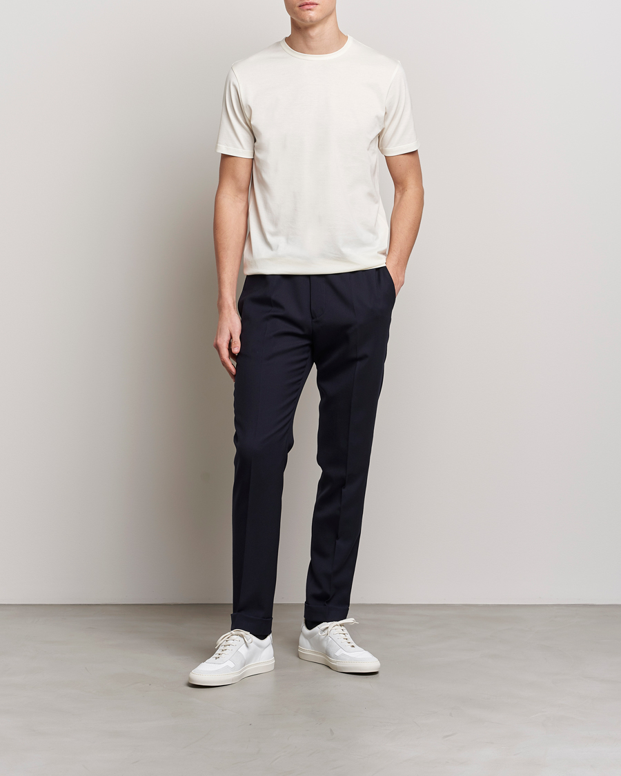 Hombres | Camisetas | Sunspel | Crew Neck Cotton Tee Archive White