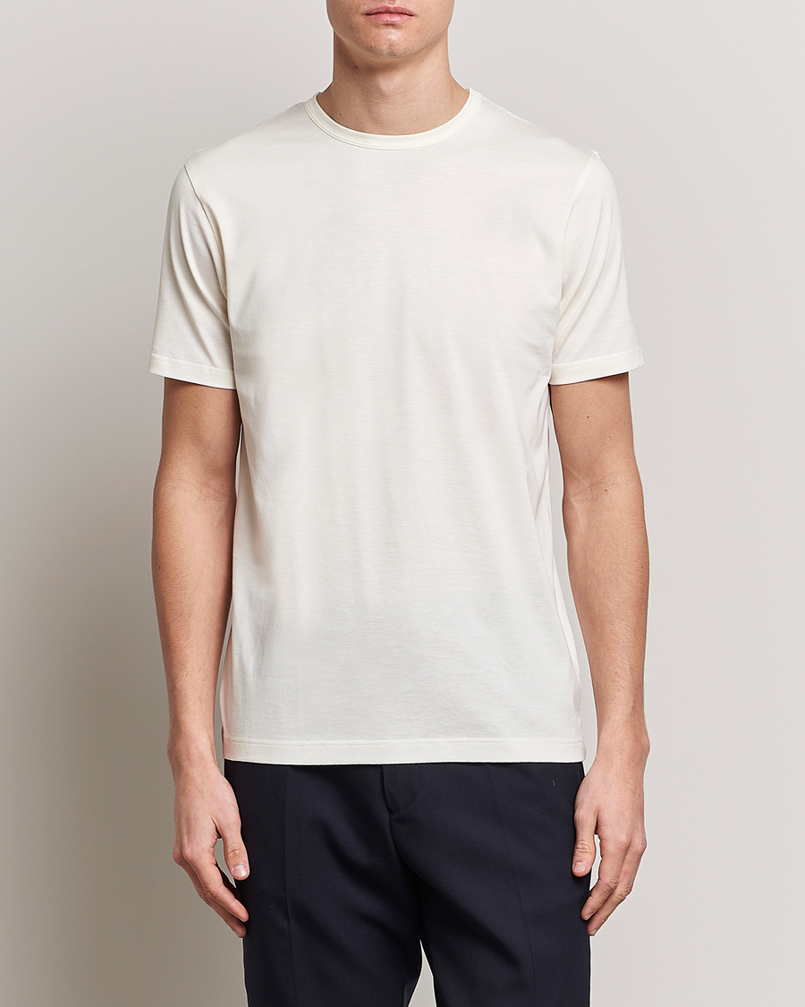 Hombres | Camisetas | Sunspel | Crew Neck Cotton Tee Archive White