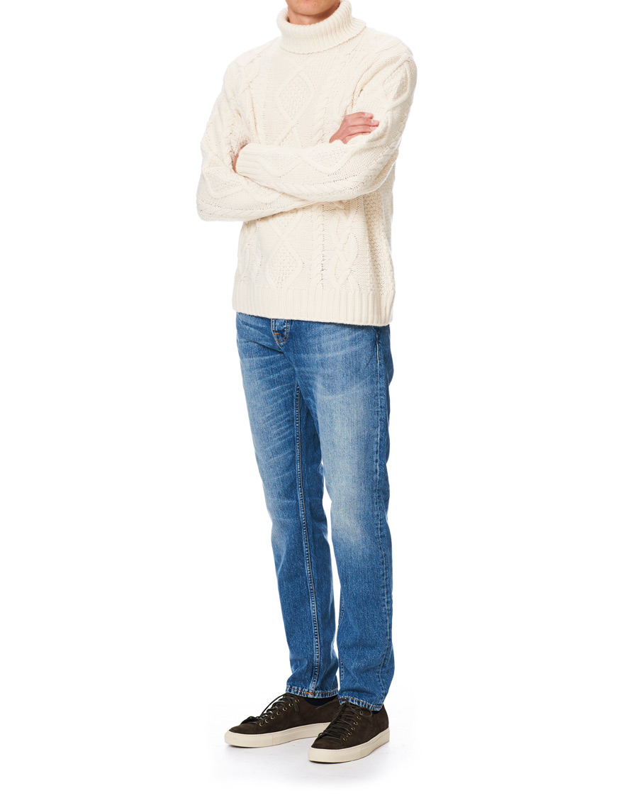 Hombres | Jerséis y prendas de punto | Nudie Jeans | Didrik Braided Rollneck Dusty White