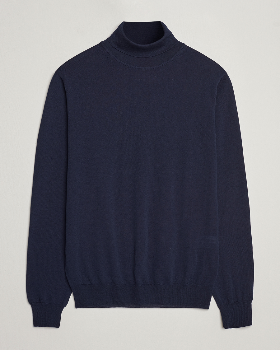 Hombres | Jerséis y prendas de punto | Stenströms | Fine Merino Rollneck Navy