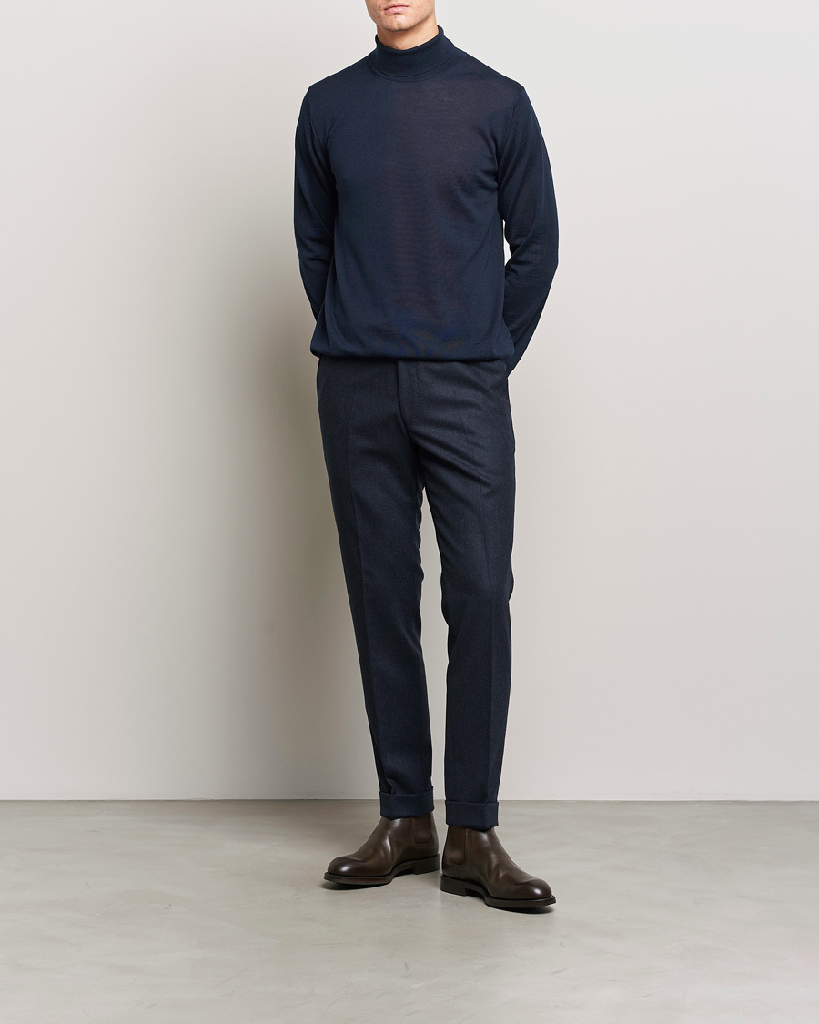 Hombres | Jerséis y prendas de punto | Stenströms | Fine Merino Rollneck Navy