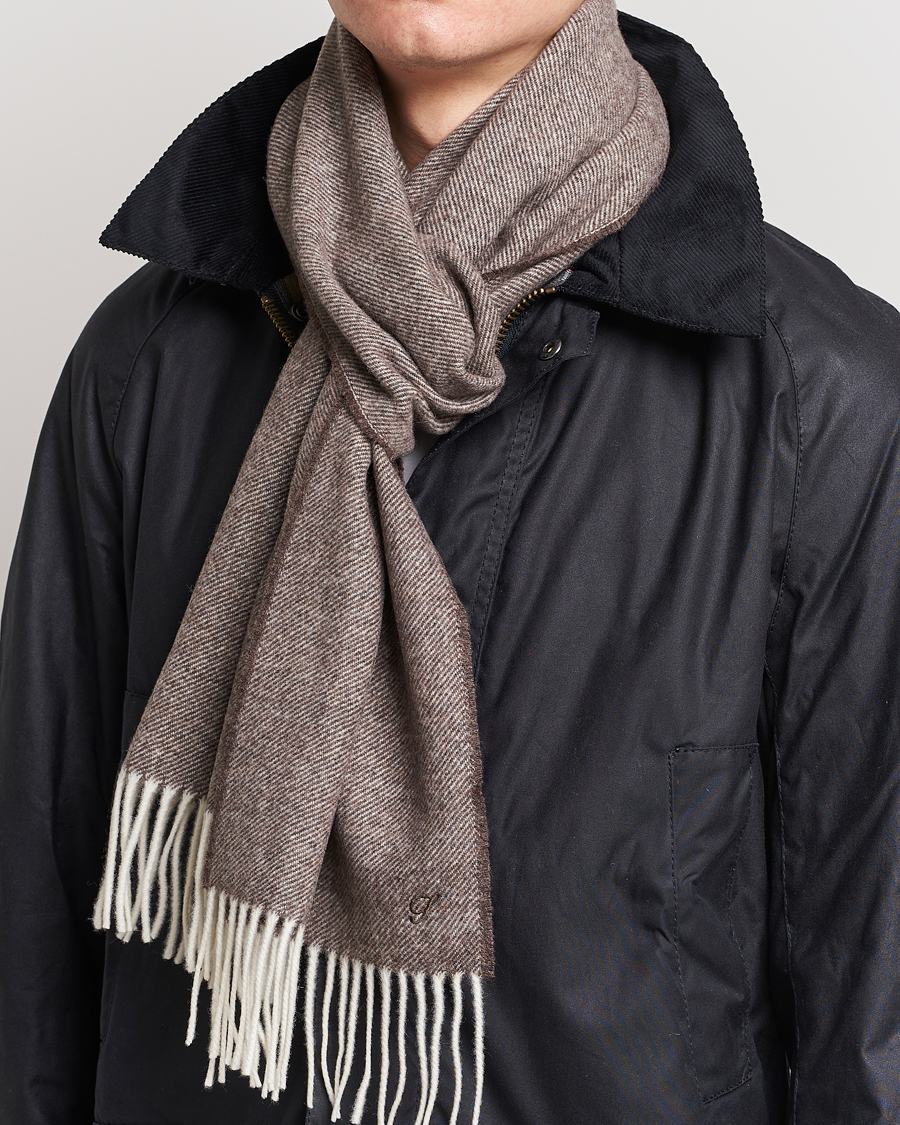 Hombres | Stenströms Herringbone Wool Scarf Brown | Stenströms | Herringbone Wool Scarf Brown