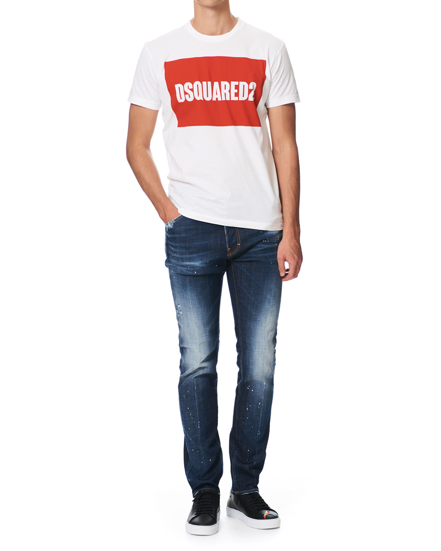 Hombres | Camisetas | Dsquared2 | Cool Fit Box Print Logo Crew Neck Tee White