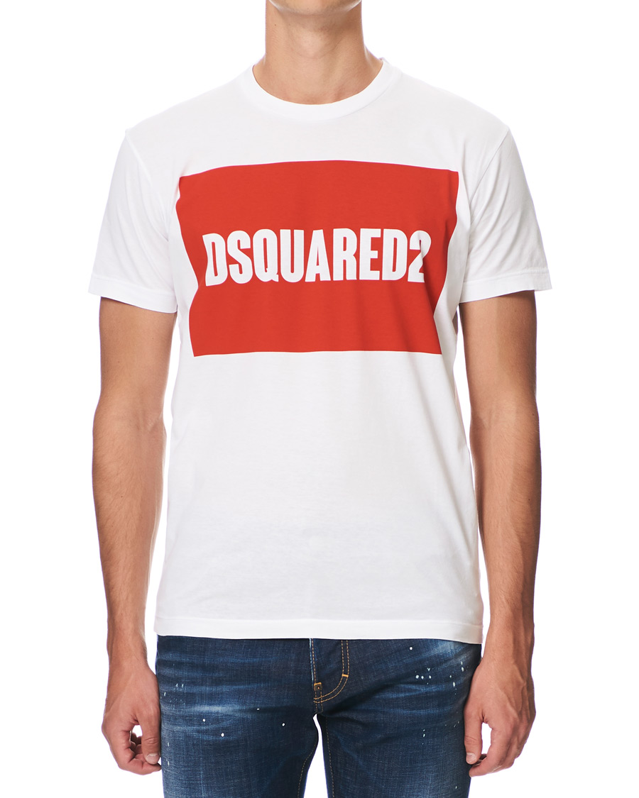Hombres | Camisetas | Dsquared2 | Cool Fit Box Print Logo Crew Neck Tee White